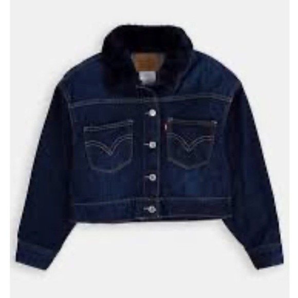 Levis Dark Blue Denim Jacket with Collar - Picture 1 of 8
